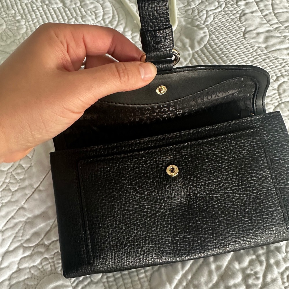 Kate Spade New York Black Pebbled Leather Clutch Wallet Wristlet Organizer - Picture 2 of 4